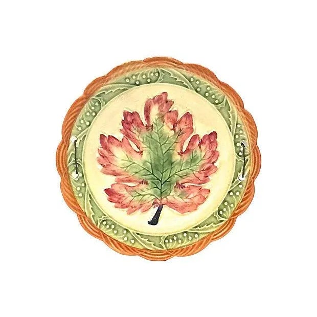 Vintage Majolica Leaf Plate For Sale - Image 5 of 5