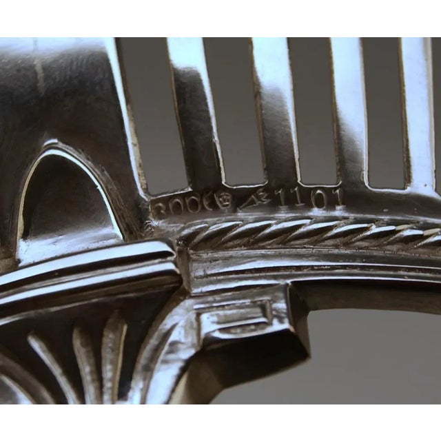 Metal Art Nouveau Silver Basket with Blue Glass Liner, Bremen, Germany, 1890s For Sale - Image 7 of 9