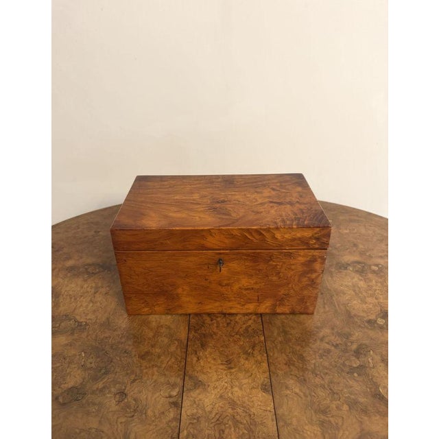 Wonderful quality large antique Regency walnut tea caddy, having a fantastic quality Regency walnut tea caddy, of a...