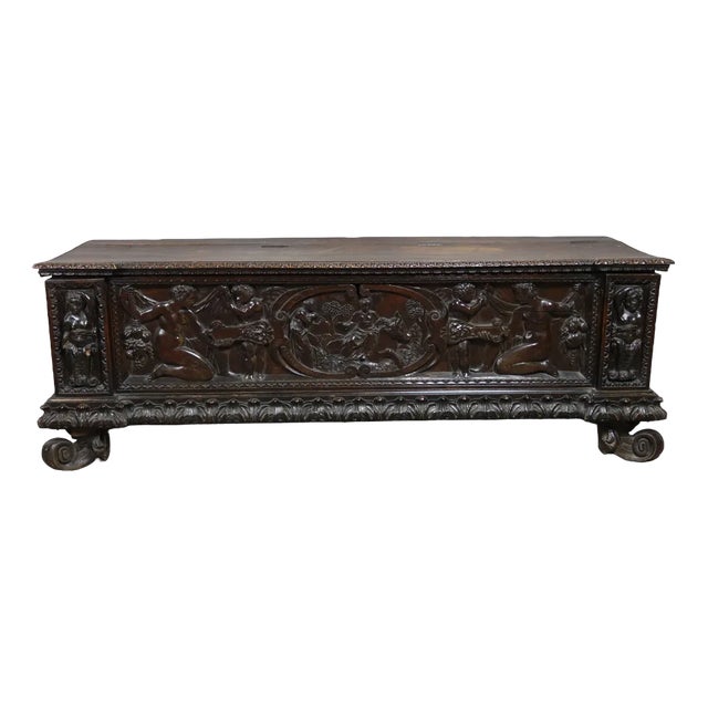 Walnut 19th Century Walnut Cassone Chest For Sale
