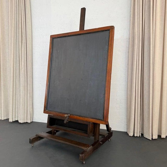 Black Early 20th Century Large Schoolhouse Oak Framed Slate Chalkboard For Sale - Image 8 of 11