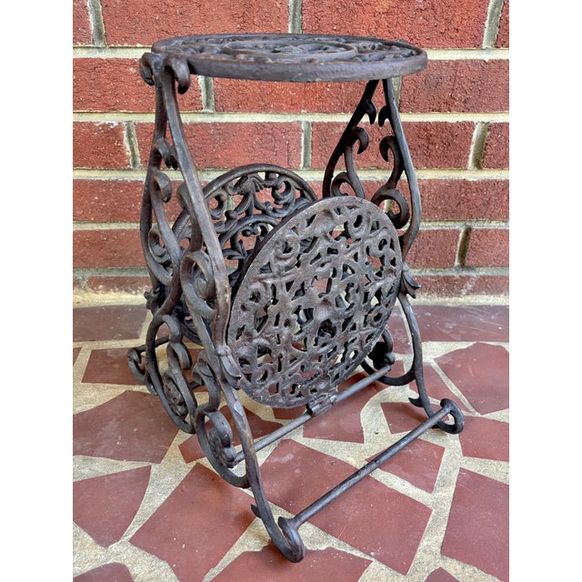 Antique English Victorian Cast Iron Plant Stand For Sale - Image 9 of 10