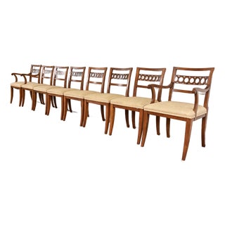 Kindel Furniture Regency Carved Cherry Wood Dining Chairs, Set of Eight For Sale
