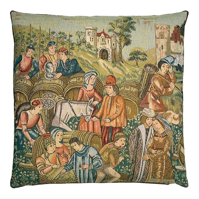Vintners Tapestry Cushion With Feather Filler - 46x46cm (18"x18") For Sale
