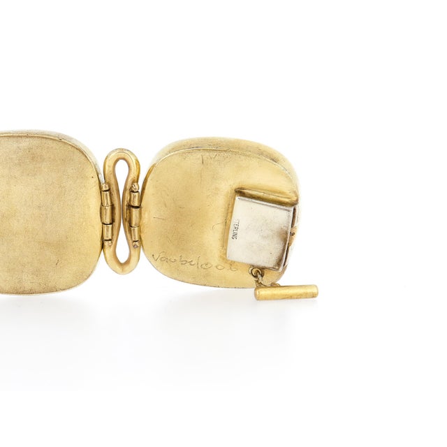 Vintage Steve Vaubel Square Stone on Bezel With Inlayed Oval Connection Bracelet For Sale - Image 16 of 16