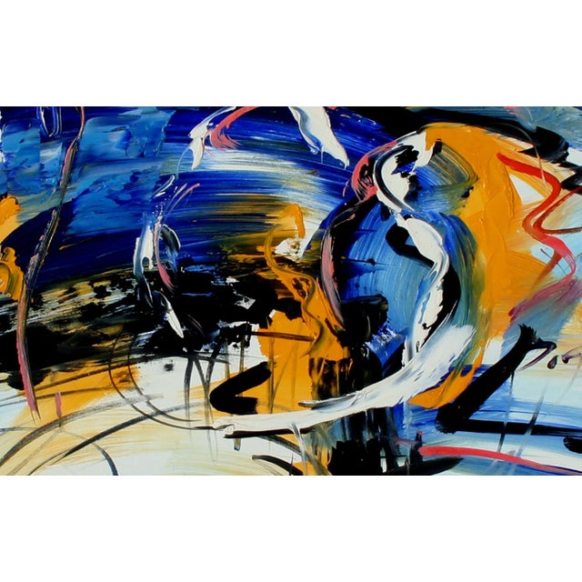 Orange and Blue Kinetics Abstract Oil Painting 2000s For Sale - Image 4 of 5