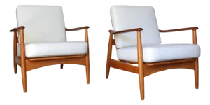Mid-Century Pair of Lounge Chairs in Teak & Beech by Arne Vodder for France & Søn / France & Daverkosen, Denmark, 1960s
