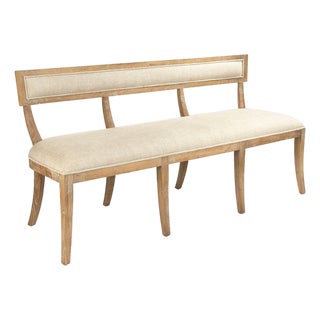 Carvell Bench - Natural Linen / Oak Frame For Sale