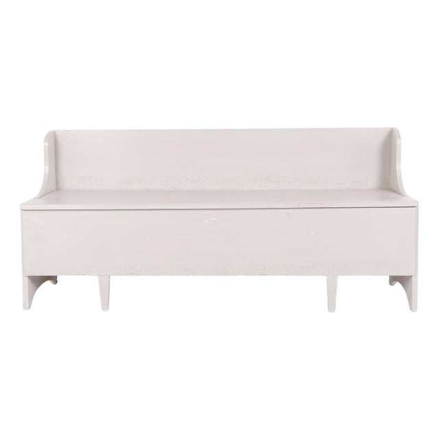 Antique Grey Storage Bench in Pine Wood, 1890s For Sale