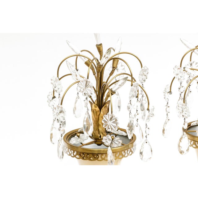 Late 20th Century Hollywood Regency Style Crystal Prism Luminaries - a Pair For Sale - Image 4 of 7