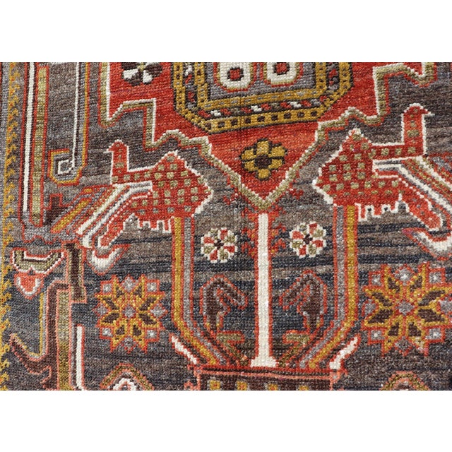 Antique Persian Bakhtiar Gallery Rug Featuring a Multi-Medallion Tribal Design For Sale - Image 11 of 16