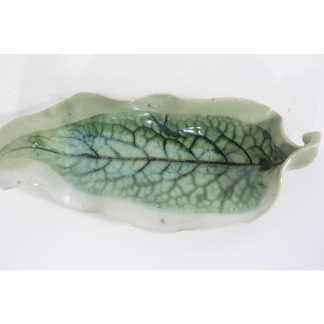 Ceramic Vintage Studio Pottery Ceramic Leaf Dish For Sale - Image 7 of 12