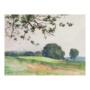Antique 1922 Van Cortland Park New York Watercolor Painting by Egbert Cadmus