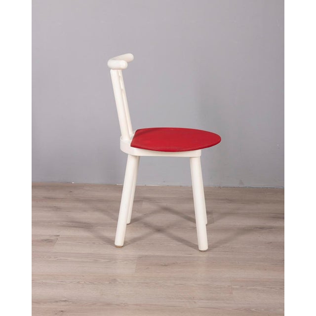 Vintage Italian Chairs in Wood and Red Vinyl, 1980s, Set of 4 For Sale - Image 4 of 17