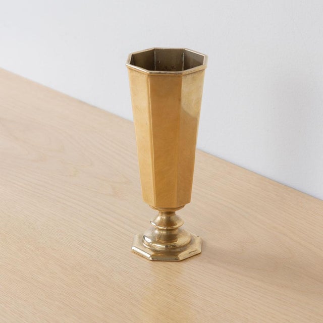 French 1950s French Brass Faceted Vase For Sale - Image 3 of 10
