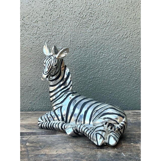 Vintage Silver Mirrored Zebra For Sale - Image 10 of 12