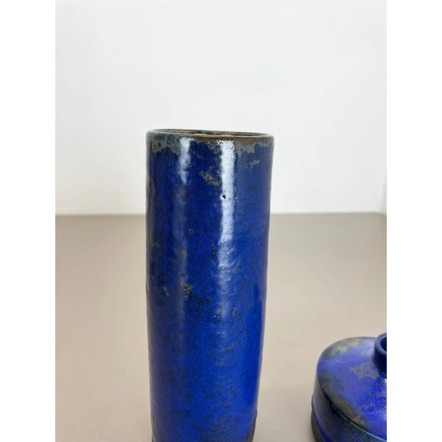 1980s Blue Ceramic Studio Vase from Gerhard Liebenthron, Germany, 1970s, Set of 2 For Sale - Image 5 of 18