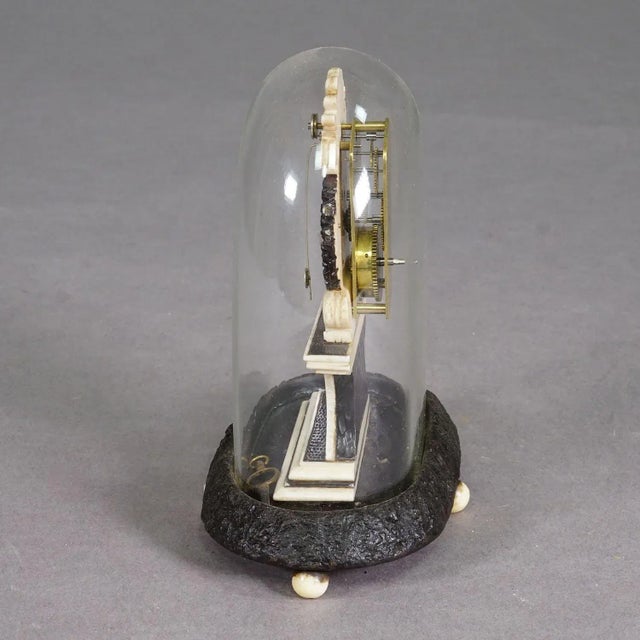 Antique Mantel Clock Under Glass Dome, Ca. 1870 For Sale - Image 6 of 9