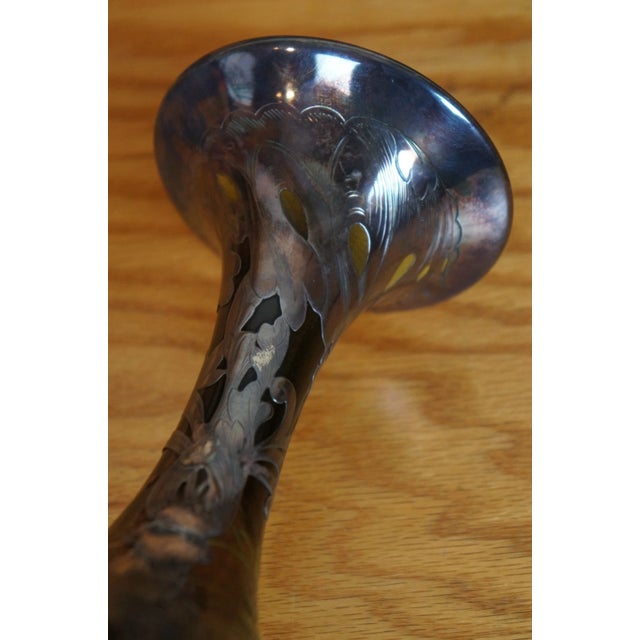 Late 19th Century Antique 1893 Amelia Sprague Rookwood Gorham Sterling Silver Overlay Vase 12" For Sale - Image 5 of 9
