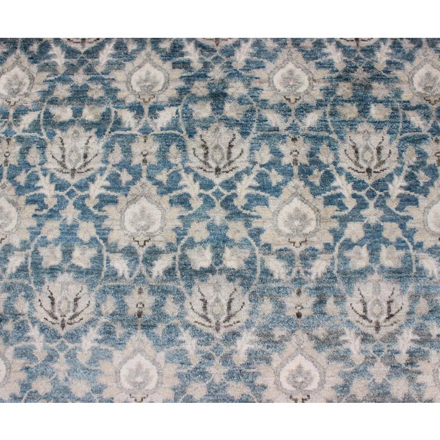 2020s Tabriz Rug With All-Over Design in Blue, Gray and Brown by Keivan Woven Arts For Sale - Image 5 of 11