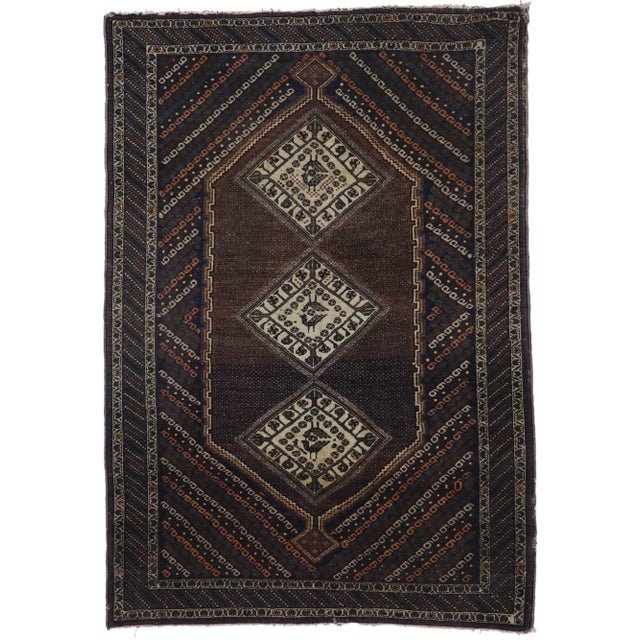 Antique Persian Afshar Rug - 04'01 X 05'10 For Sale - Image 9 of 9