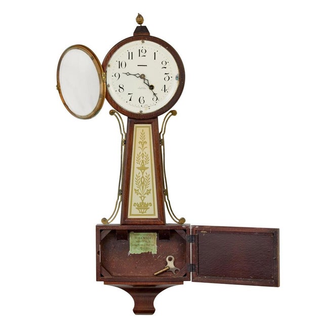 Early 20th century new haven banjo wall clock circa 1910. Good quality american warwick banjo clock by the new haven clock...
