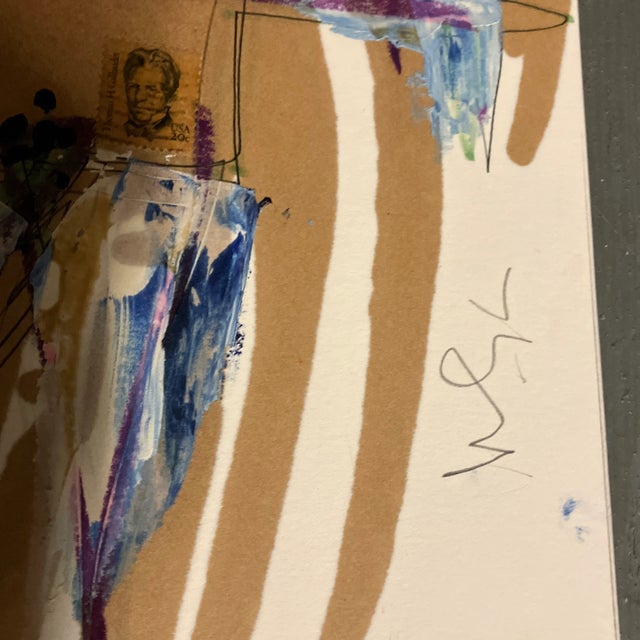 Contemporary Contemporary Original Wayne Cunningham Abstract Collage/Painting Signed For Sale - Image 3 of 5