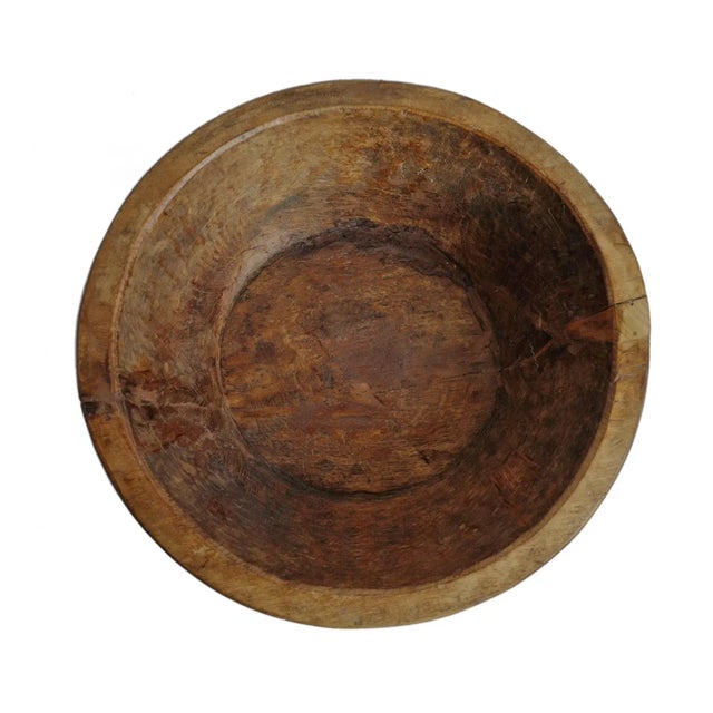 Rustic Vintage India Teak Wood Bowl For Sale - Image 3 of 6