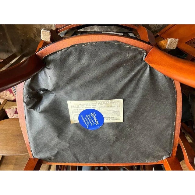 Wood Mid 20th Century Pair Italian Upholstered Armchairs For Sale - Image 7 of 11