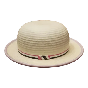 Mid Century Modern Porcelain Faux Panama Straw Hat Jewel Box