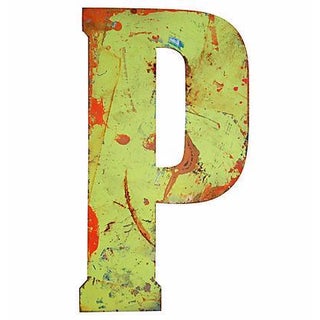 Yellow & Orange Metal Marquee Letter P For Sale