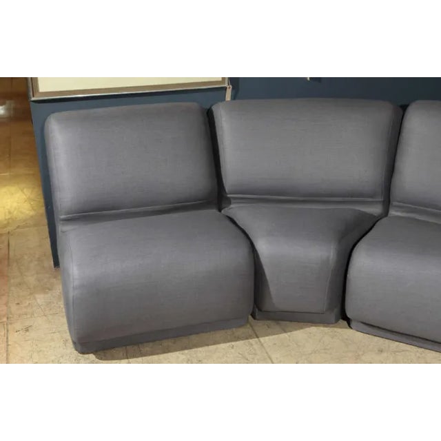 Charcoal Vintage Knoll Charcoal Linen Modular Sofa For Sale - Image 8 of 10