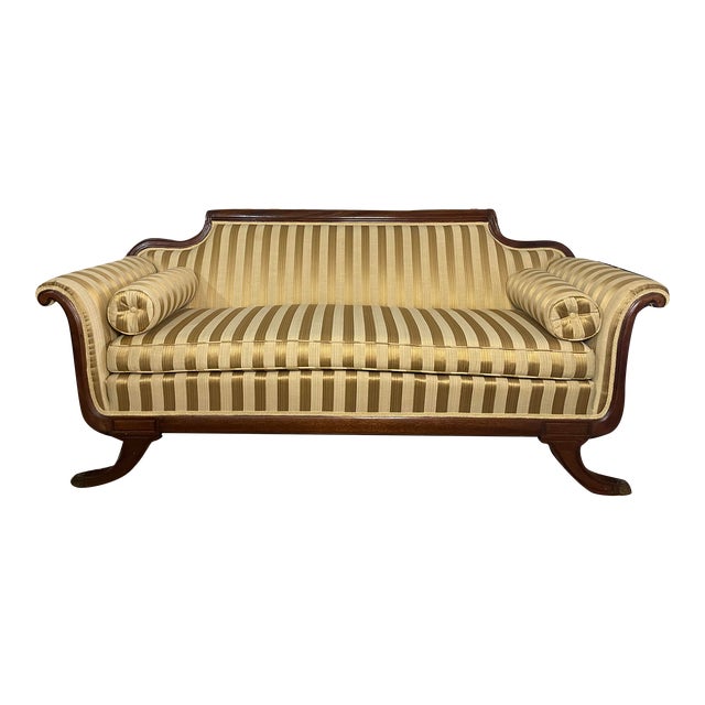 Mid 19th Century Duncan PhyfeStyle 3Seater Gold Striped Sofa Chairish