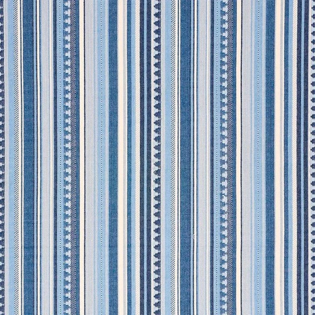 Contemporary Sample - Schumacher Zuni Stripe Fabric in Blue For Sale - Image 3 of 3