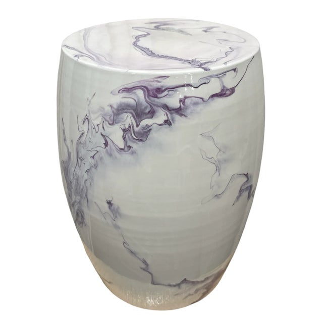 Christopher Spitzmiller Lilac Marble Garden Stool | Chairish