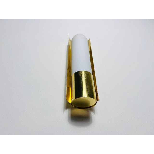 Brass and Opaline Glass Wall Lamps attributed to Glashütte Limburg, 1960s, Set of 2 For Sale - Image 12 of 16