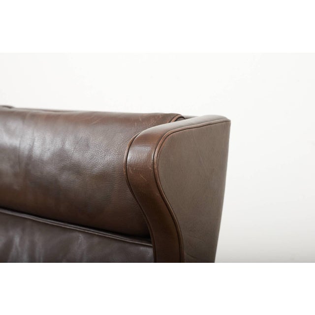 Børge Mogensen Model 2204 Wingback Armchair in Leather with Wood Legs by Børge Mogensen for Frederica, 1963 For Sale - Image 4 of 13