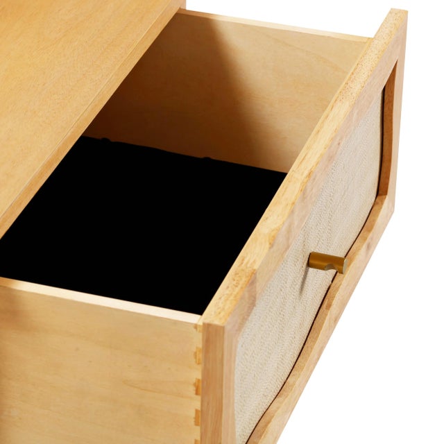 Grappa Natural Wood & Rattan Wavy Nightstand with Ball Feet For Sale - Image 4 of 7