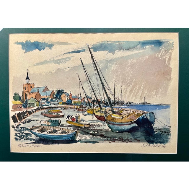 Original 1968 Watercolor & Ink Painting by J.G. Packard – “Maldon, Essex” – Framed A charming original watercolor and ink...