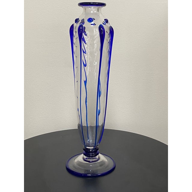St. Louis Crystal Art Deco St. Louis France Art Verrier Cobalt Crystal Bud Vase For Sale - Image 4 of 13