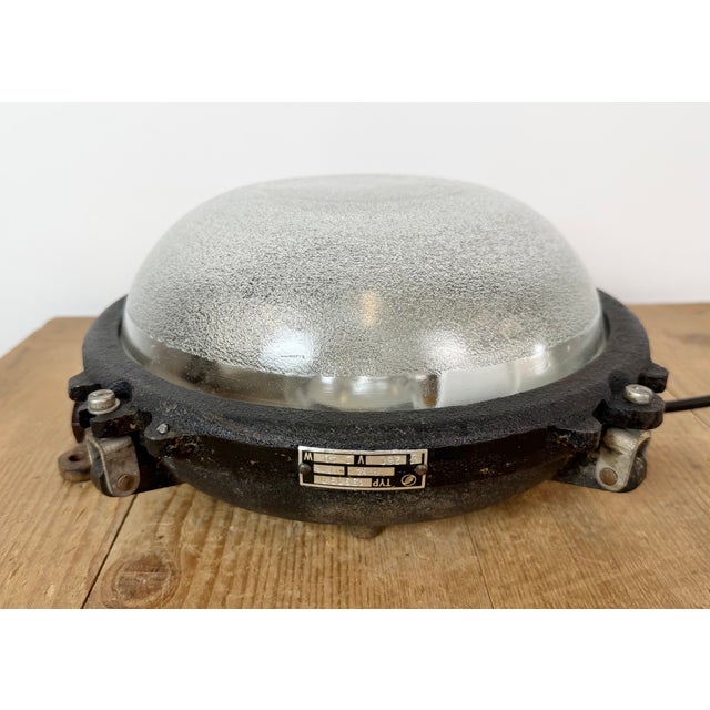 Black Industrial Black Cast Iron Ceiling Light from Elektrosvit, 1960s For Sale - Image 8 of 15