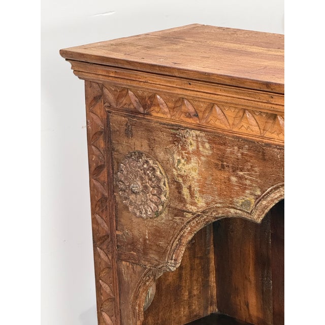 Brown Carved Wood Open Bookcase, Vintage For Sale - Image 8 of 12