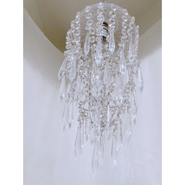 1960s Vintage 1960s Parachute Chandelier With Hand Cut Glass Dome For Sale - Image 5 of 6