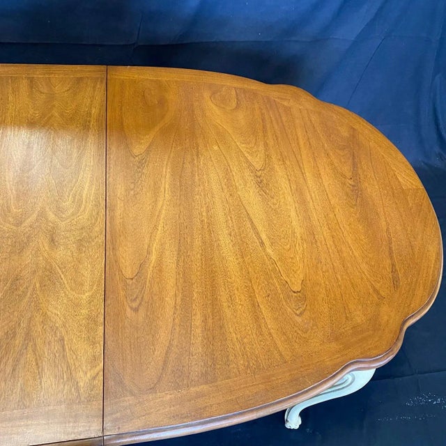 French Louis XV Style Midcentury Walnut Dining Table For Sale In Portland, ME - Image 6 of 13
