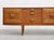 Mid Century Modern Teak Credenza by Stonehill | Long Sideboard With Funky Sculpted Pulls and Sled Legs, Made in England, C. 1960’s For Sale - Image 4 of 18