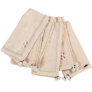 Boho Chic Injiri Organic Cotton Napkins - Set of 6 For Sale