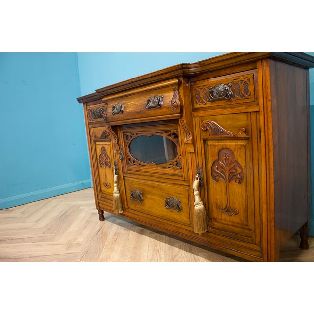 Antique Art Nouveau Walnut Sideboard, 1900s For Sale - Image 4 of 11