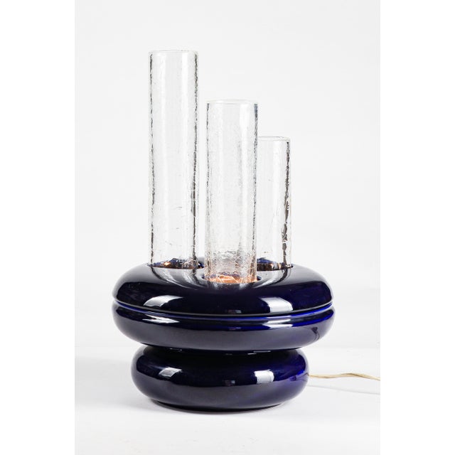 1960s Vintage Ceramic and Glass Table Lamp, Italy, 1970s For Sale - Image 5 of 10