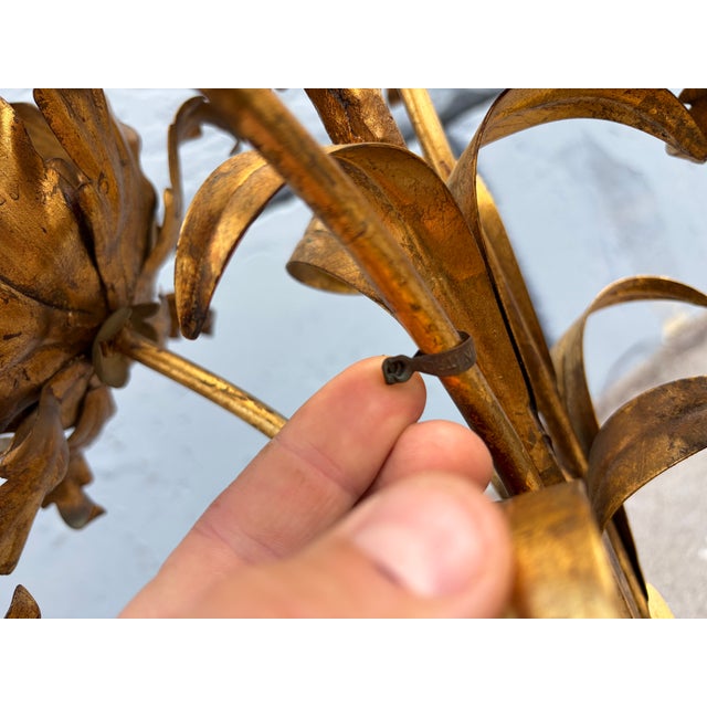 Gold 1960s Italian Table Lamps, Floral Design, Gold, Gilt - a Pair For Sale - Image 8 of 15