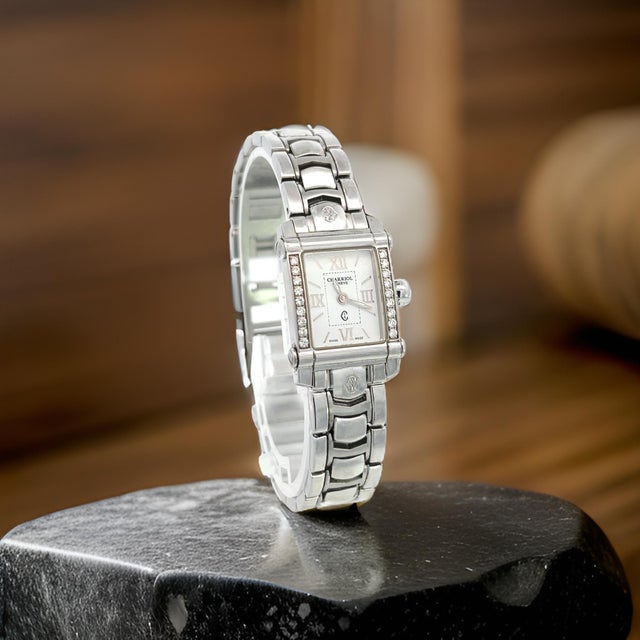 1990s Philippe Charriol Diamond Ladies Wristwatch 6.5" Stainless Steel 22.8 mm For Sale In New York - Image 6 of 10